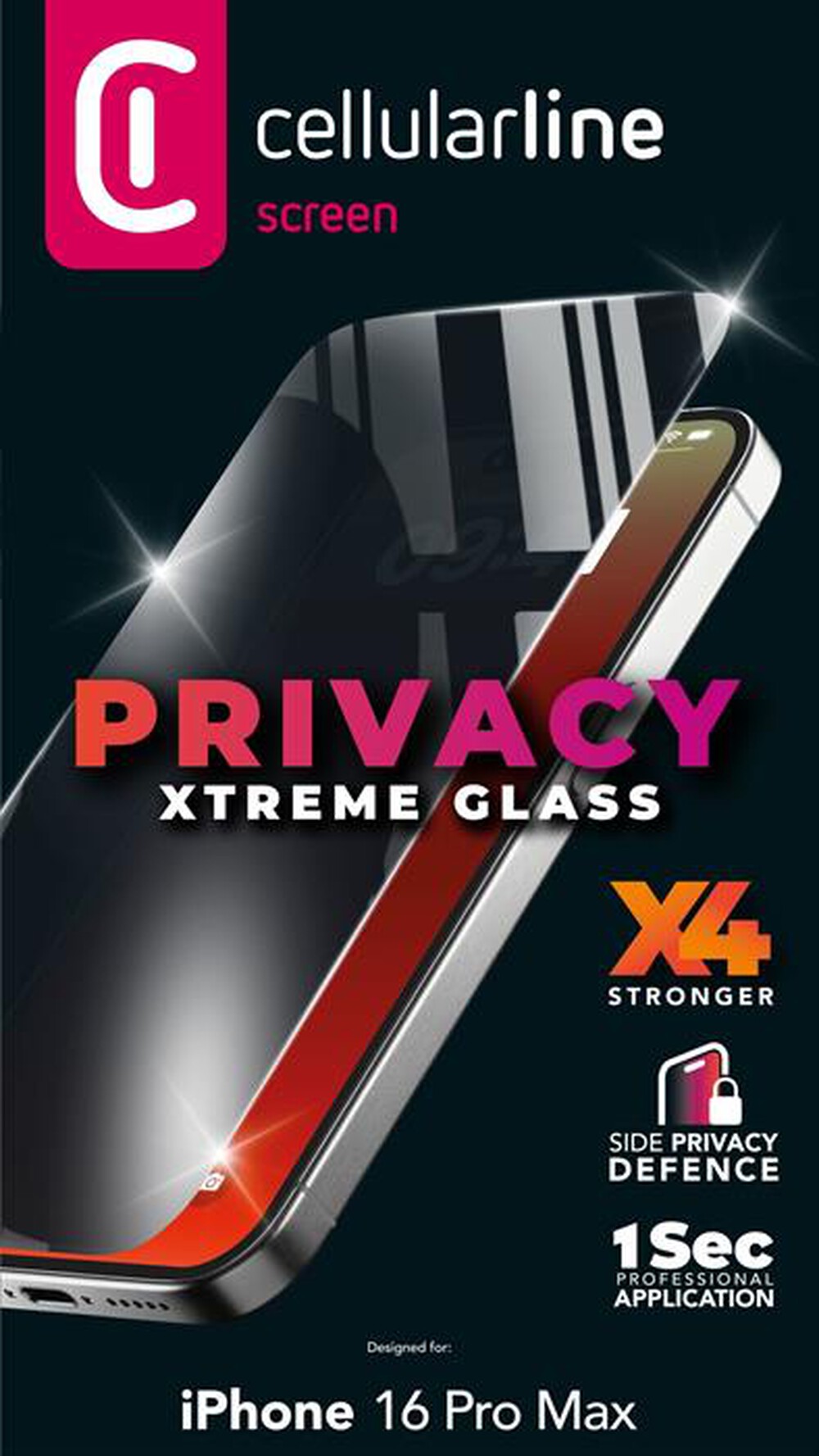Immagine del prodotto CELLULARLINE - Vetro temperato filtro privacy iPhone 16 Pro Max-Trasparente