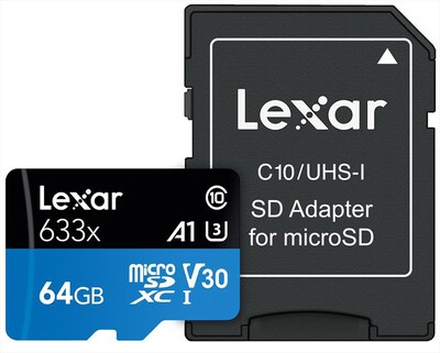 LEXAR - MICROSDHC 633X 64GB W/ADA GLOBAL-Black,  LEXAR - MICROSDHC 633X 64GB W/ADA GLOBAL-Black