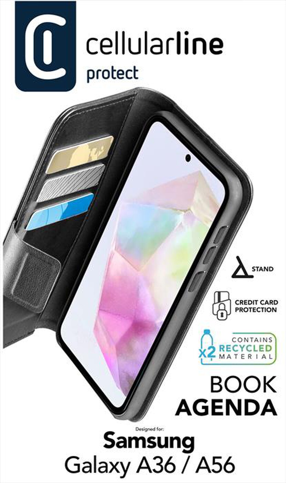 Immagine del prodotto CELLULARLINE - Custodia a libro BOOK AGENDA per Galaxy A36/A56-Nero