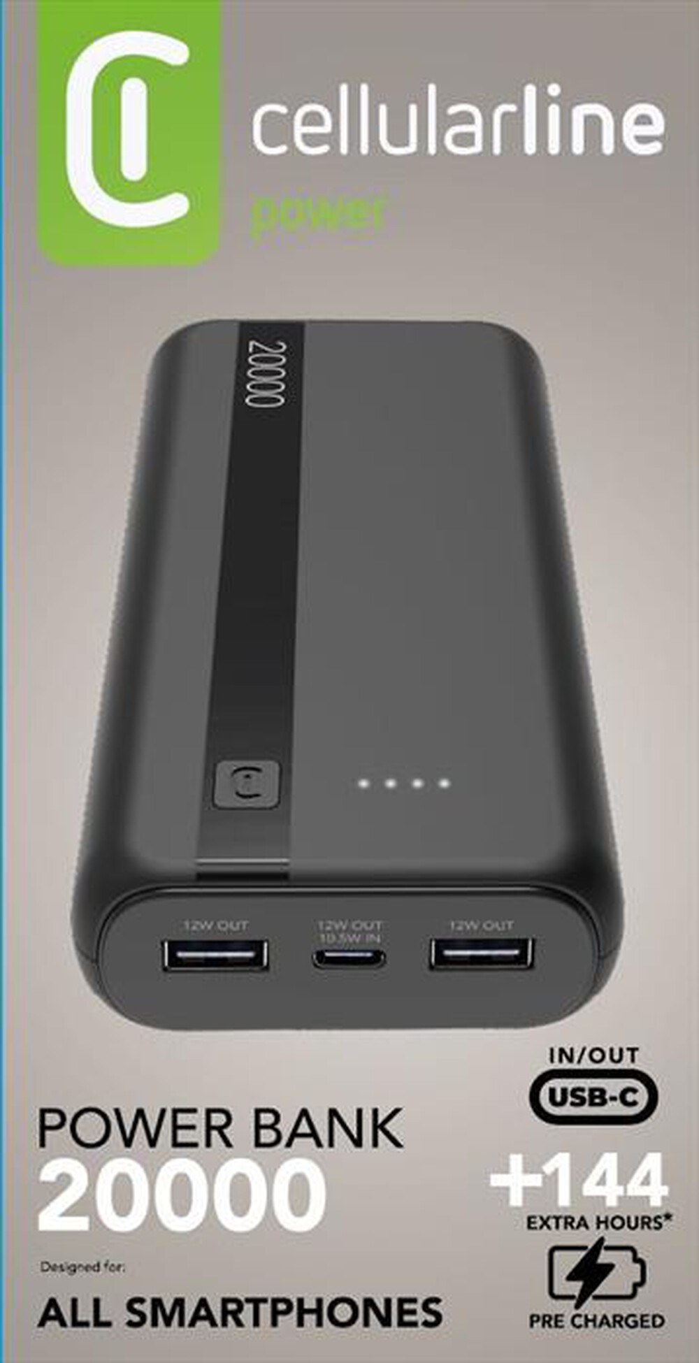 Immagine del prodotto CELLULARLINE - Caricabatterie Portatile PBENTRY20000K-Nero