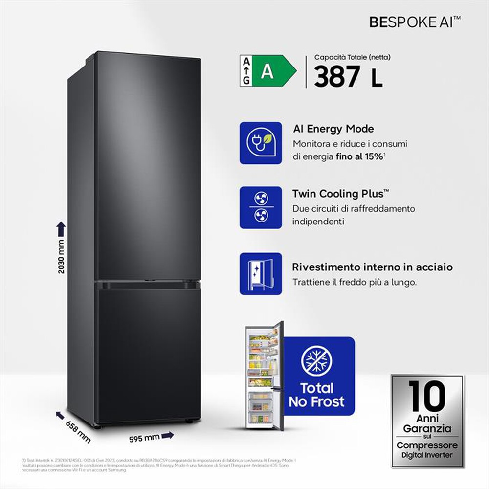 Immagine del prodotto SAMSUNG - Frigorifero combinato RB38C7B6AB1/EF BESPOKE 387l-ANTHRACITE