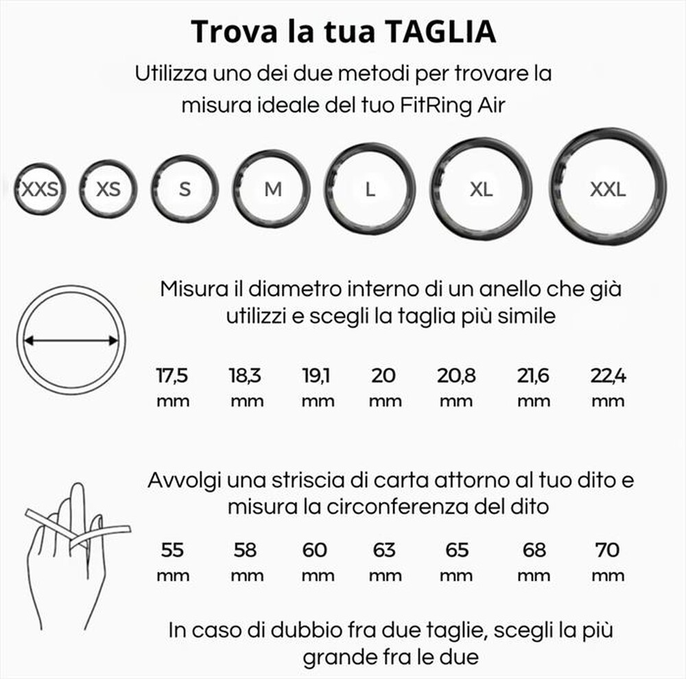 Immagine del prodotto FITPADDY - Anello intelligente smart ring FITRING AIR-grigio acciaio