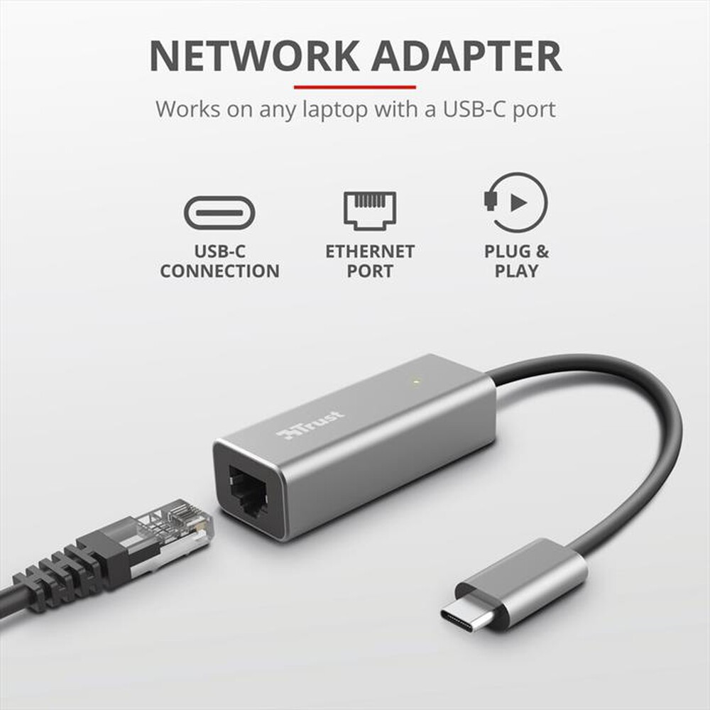 "TRUST - DALYX USB-C NETWORK ADAPTER - Grey/Black"