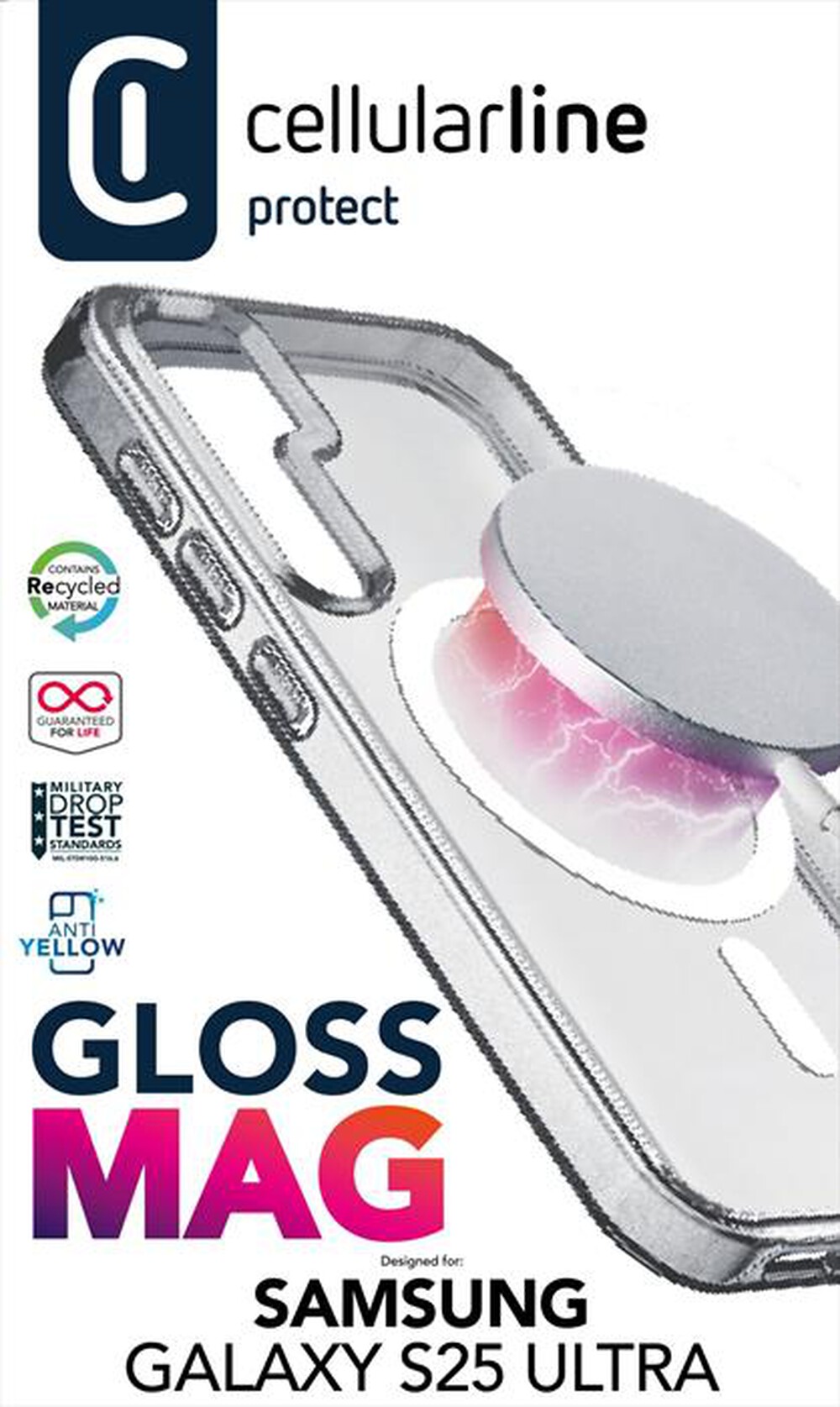 "CELLULARLINE - Cover GLOSS MAG per Galaxy S25 Ultra-Trasparente"