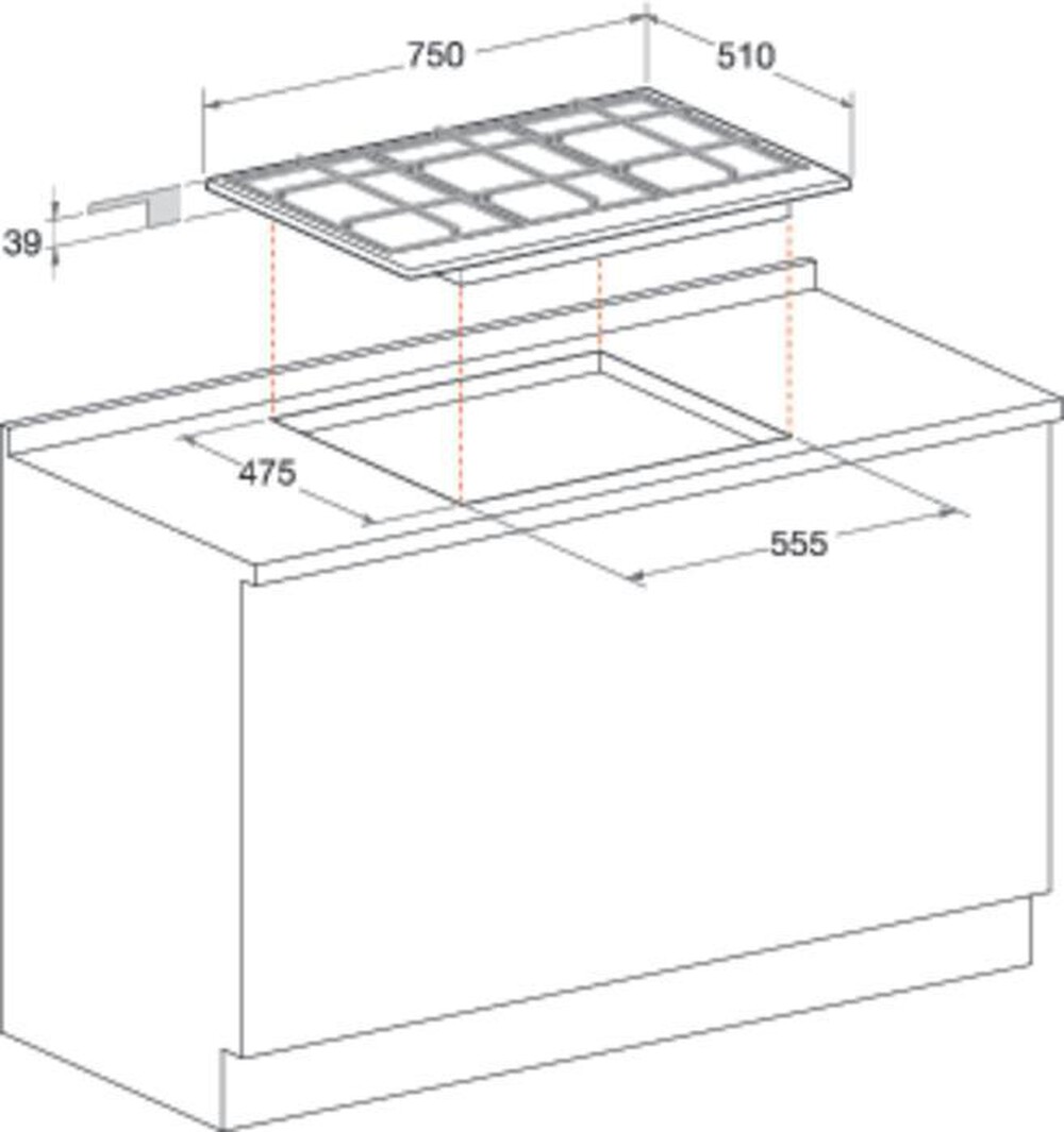 "HOTPOINT ARISTON - Piano cottura a gas PCN 752 T/IX/HAR 75cm-Inox"