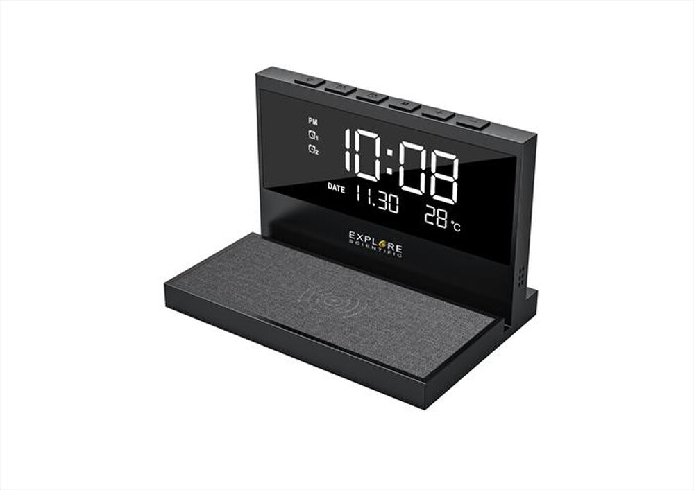 EXPLORE SCIENTIFIC - OROLOGIO DA SCRIVANIA CON RICARICA WIRELESS-Black