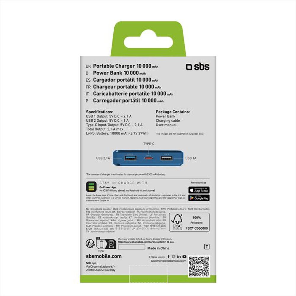 "SBS - TTBB10000FASTA-Azzurro"