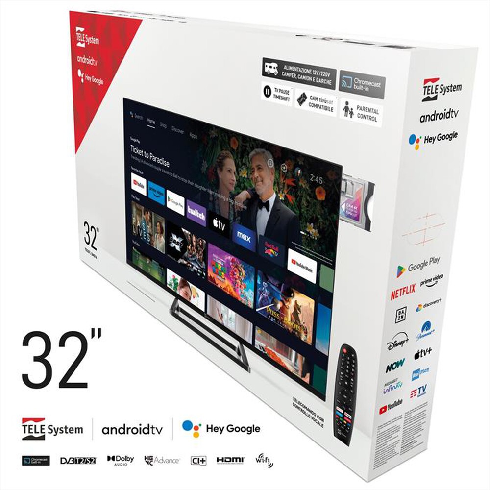 Immagine del prodotto TELESYSTEM - Smart TV LED HD READY 32" FL SMG14 12 V-BLACK