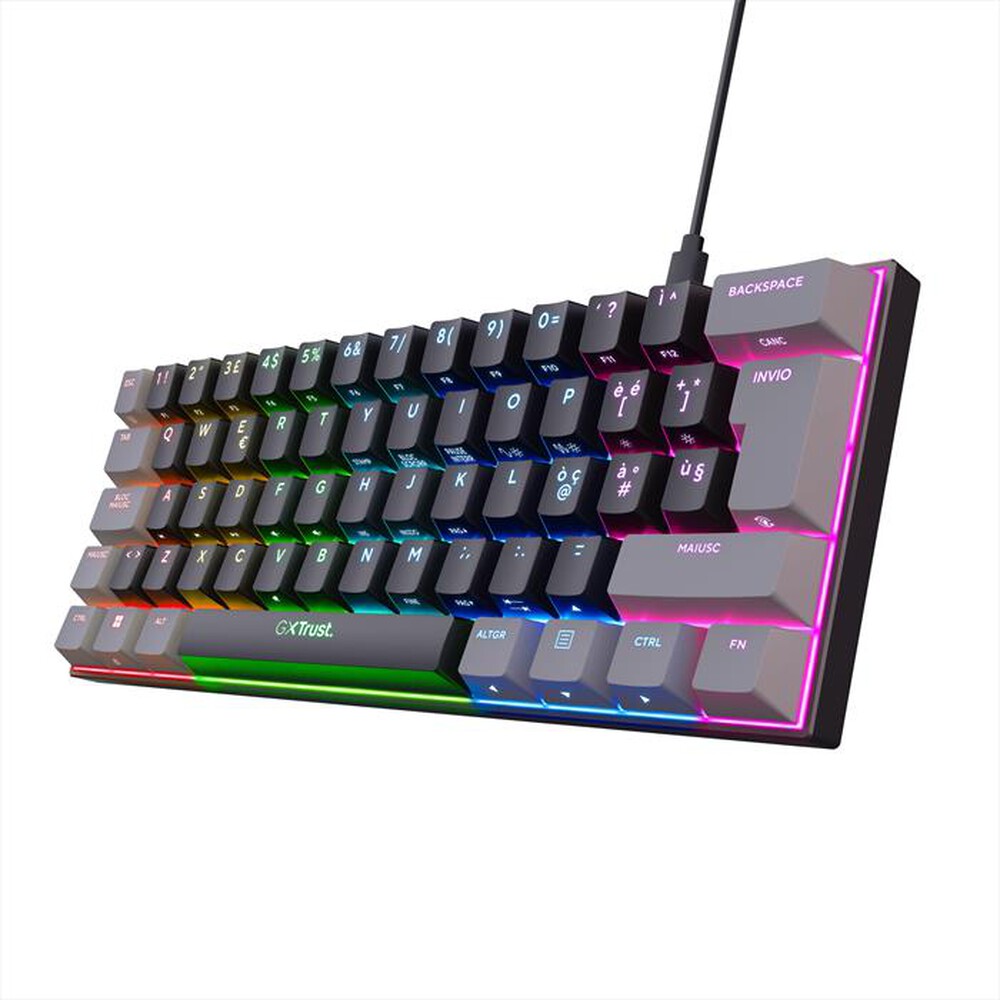 "TRUST - GXT867 ACIRA 60% MINI GAMING KEYBOARD IT-Black/RGB"
