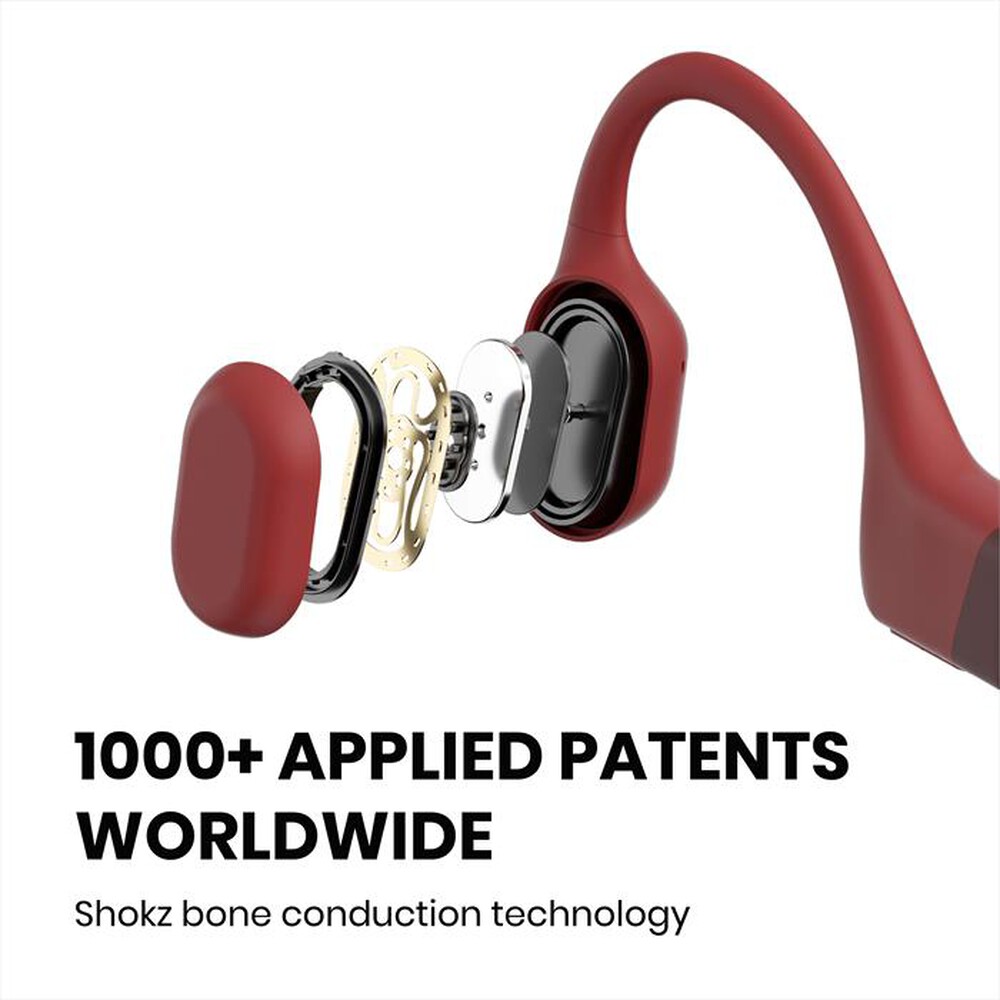 "SHOKZ - Auricolare Bluetooth OPENRUN-Red"