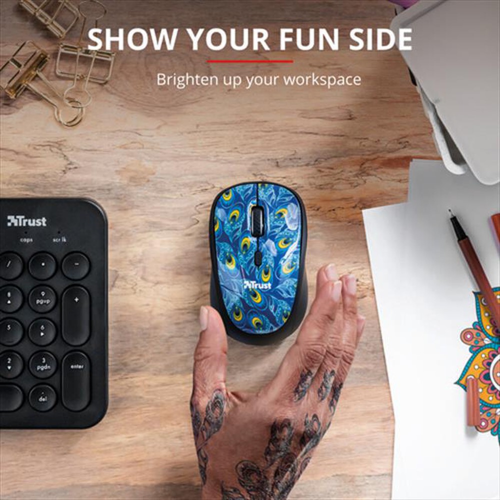 "TRUST - YVI WIRELESS MOUSE-Peacock"
