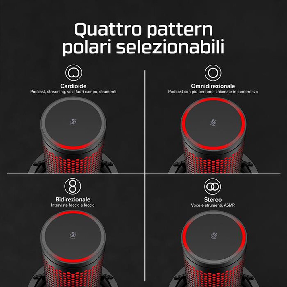 Immagine del prodotto HYPERX - Microfono USB Gaming QUADCAST 2 – USB-Nero