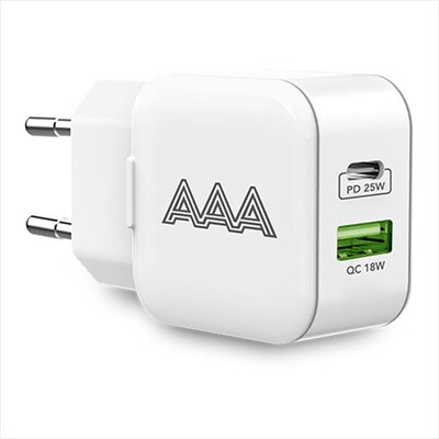 AAAMAZE - ALIMENTATORE FAST CHARGER QC+PD 25W-Bianco