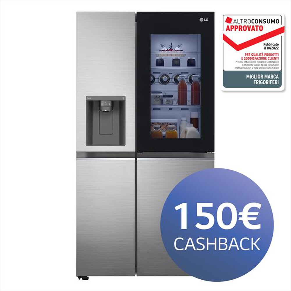 "LG - Frigorifero side by side GSXV80PZLE Classe E 635 l-Inox"