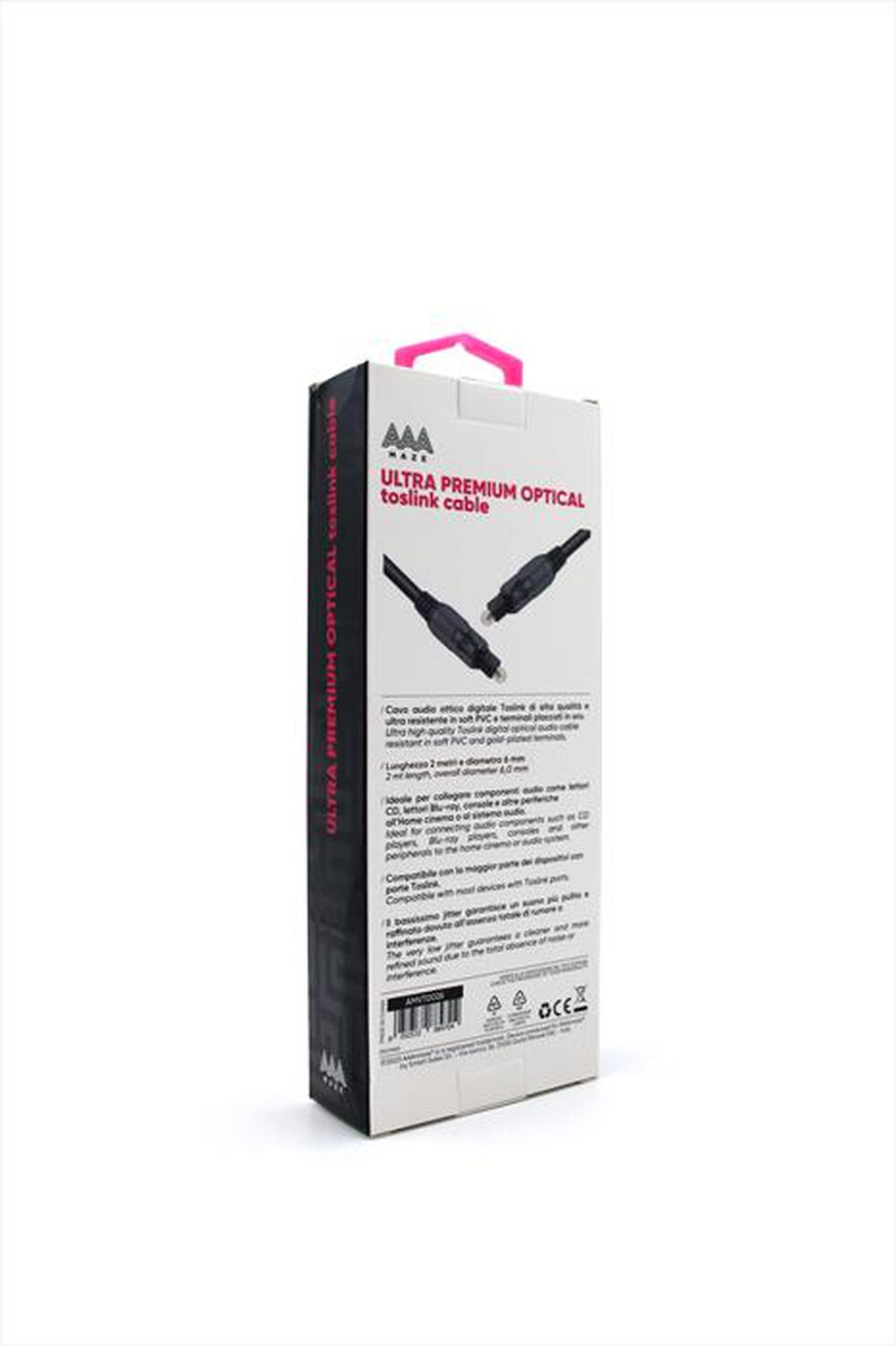 "AAAMAZE - CAVO OTTICO ULTRA PREMIUM TOSLINK 2 METRI-Nero"