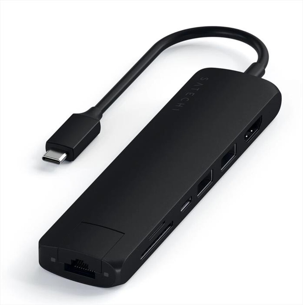 "SATECHI - HUB SLIM USB-C MULTIPORTA CON ADATTATORE ETHERNET-nero"
