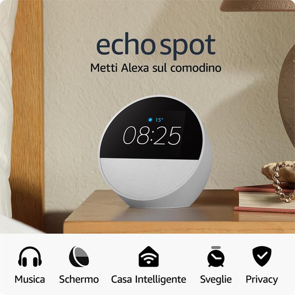 "AMAZON - NUOVO AMAZON ECHO SPOT (MODELLO 2024)-Bianco"