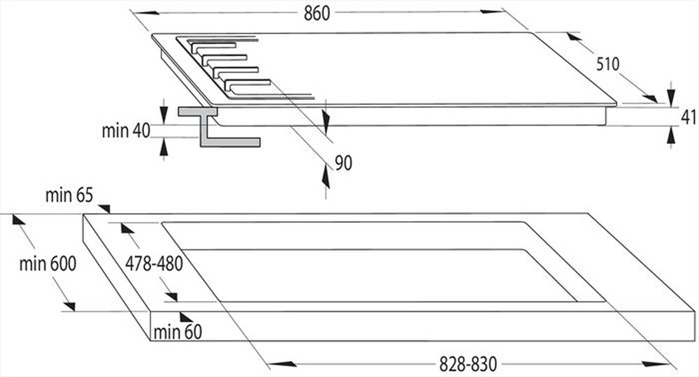 Immagine del prodotto HISENSE - Piano cottura a gas GM973XF 86cm-Inox