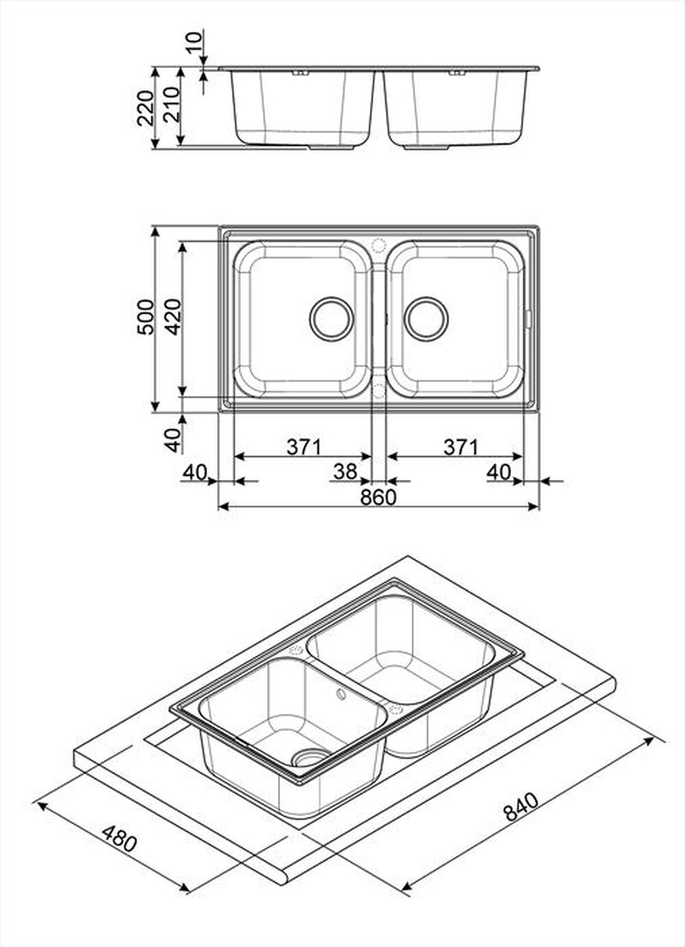 Immagine del prodotto SMEG - Lavello lneare LZ862AV2 2 vasche-Avena
