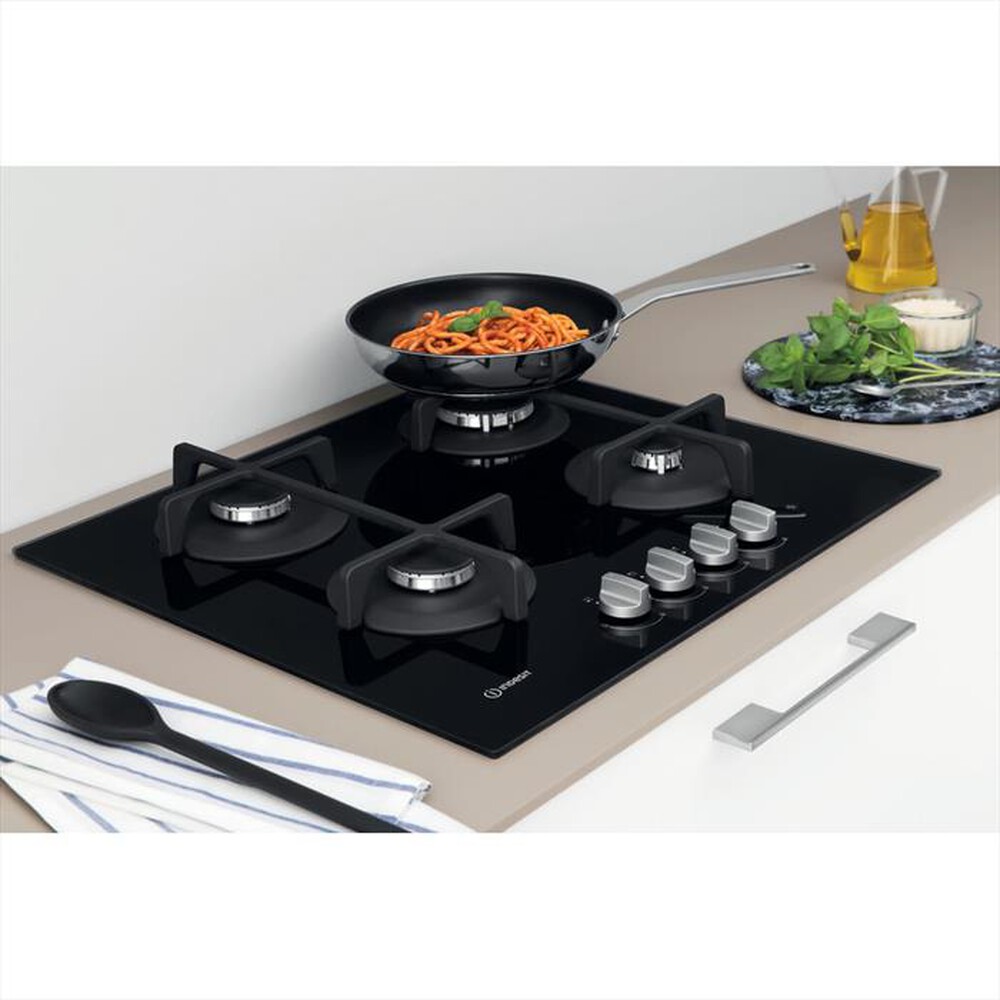 "INDESIT - Piano cottura a gas ING 61T/BK 4 fuochi 59cm-Nero"