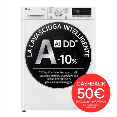 LG - Lavasciuga AI DD D4R7011TSWG 11/6 Kg Classe A-Bianca