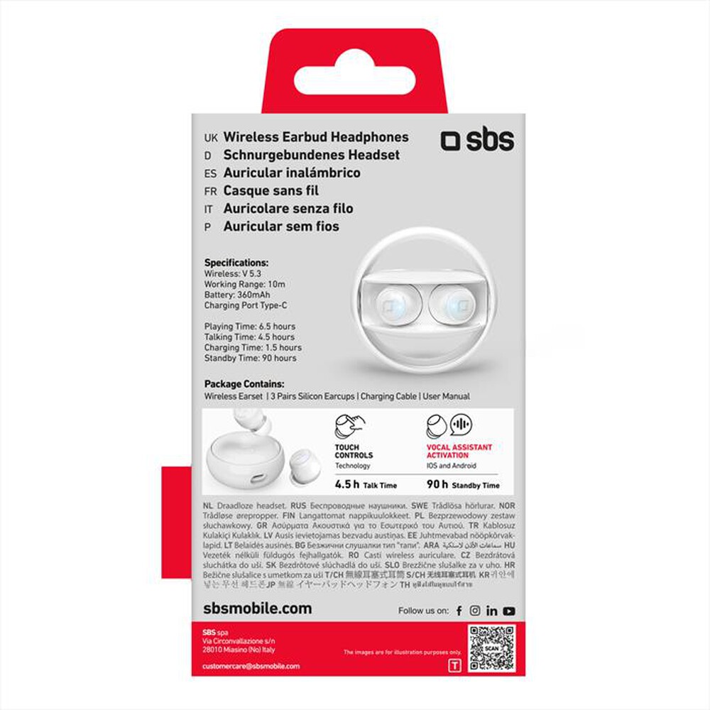 Immagine del prodotto SBS - Auricolari bluetooth TEEARTWSSPINBTW-Bianco