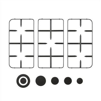GLEM GAS - 9N70MAT kit 3 griglia piattina + 5 spartifiamma-NERO
