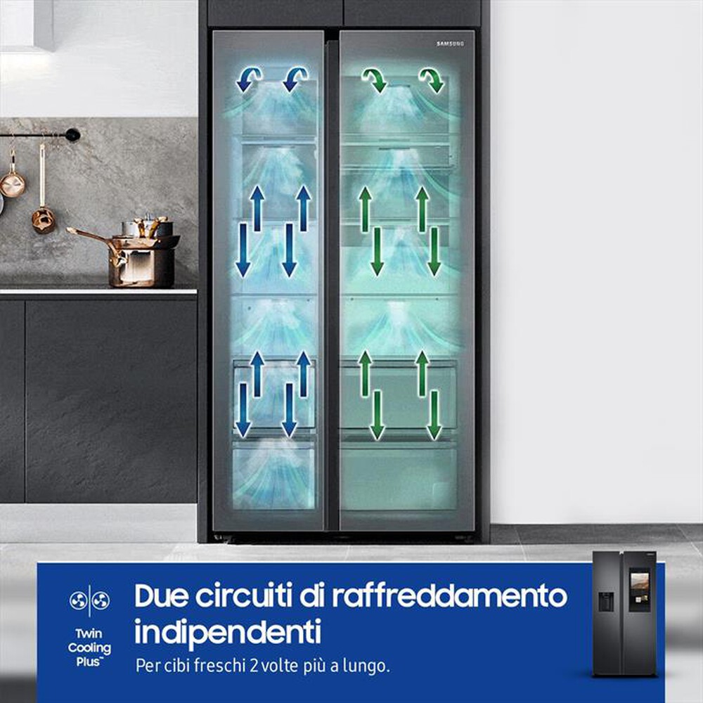 "SAMSUNG - Frigorifero side by side RS6HA8891B1/EF Classe E-Matte Black"