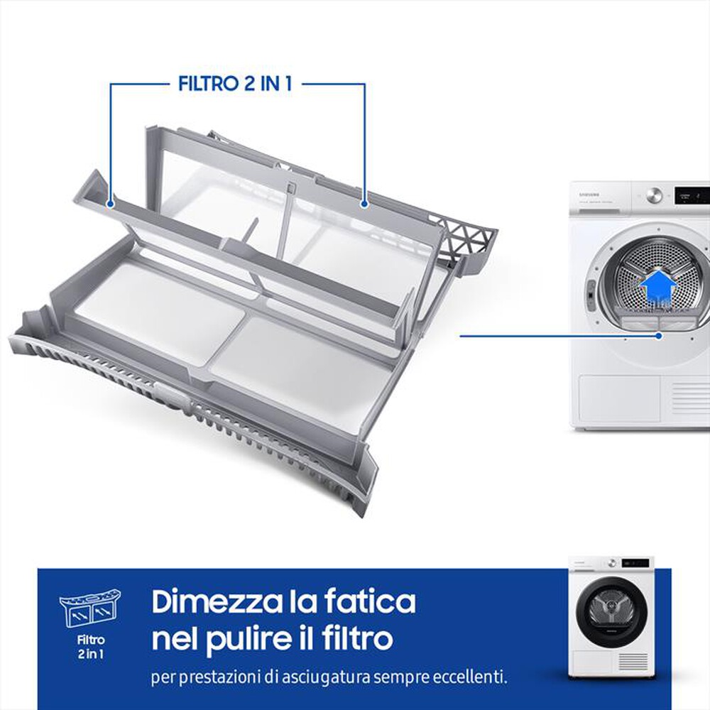 "SAMSUNG - Asciugatrice DV90BB5245AWS3 9 Kg Classe A+++-bianco oblò black"