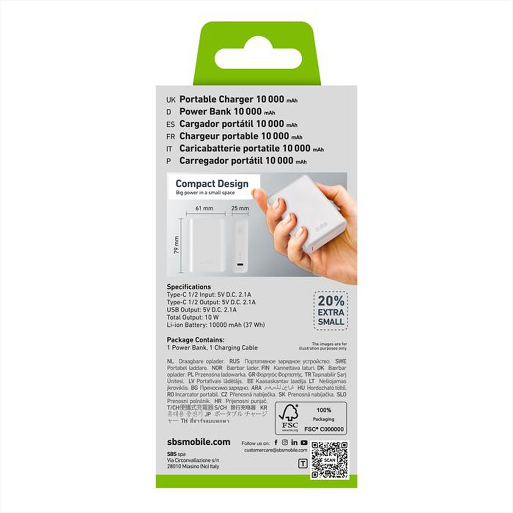 "SBS - Powerbanks TTBB10000MINIW-Bianco"
