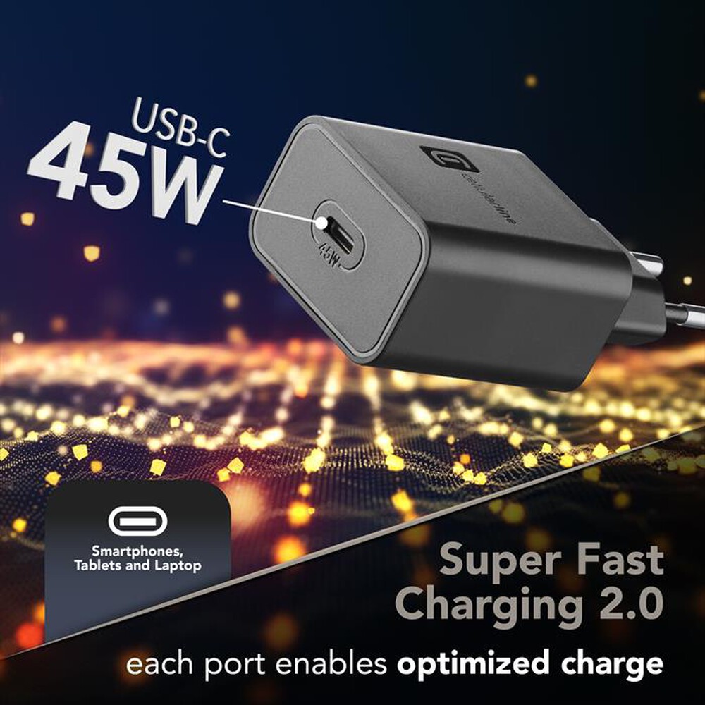 Immagine del prodotto CELLULARLINE - SUPER FAST CHARGER KIT PD 45W-Black