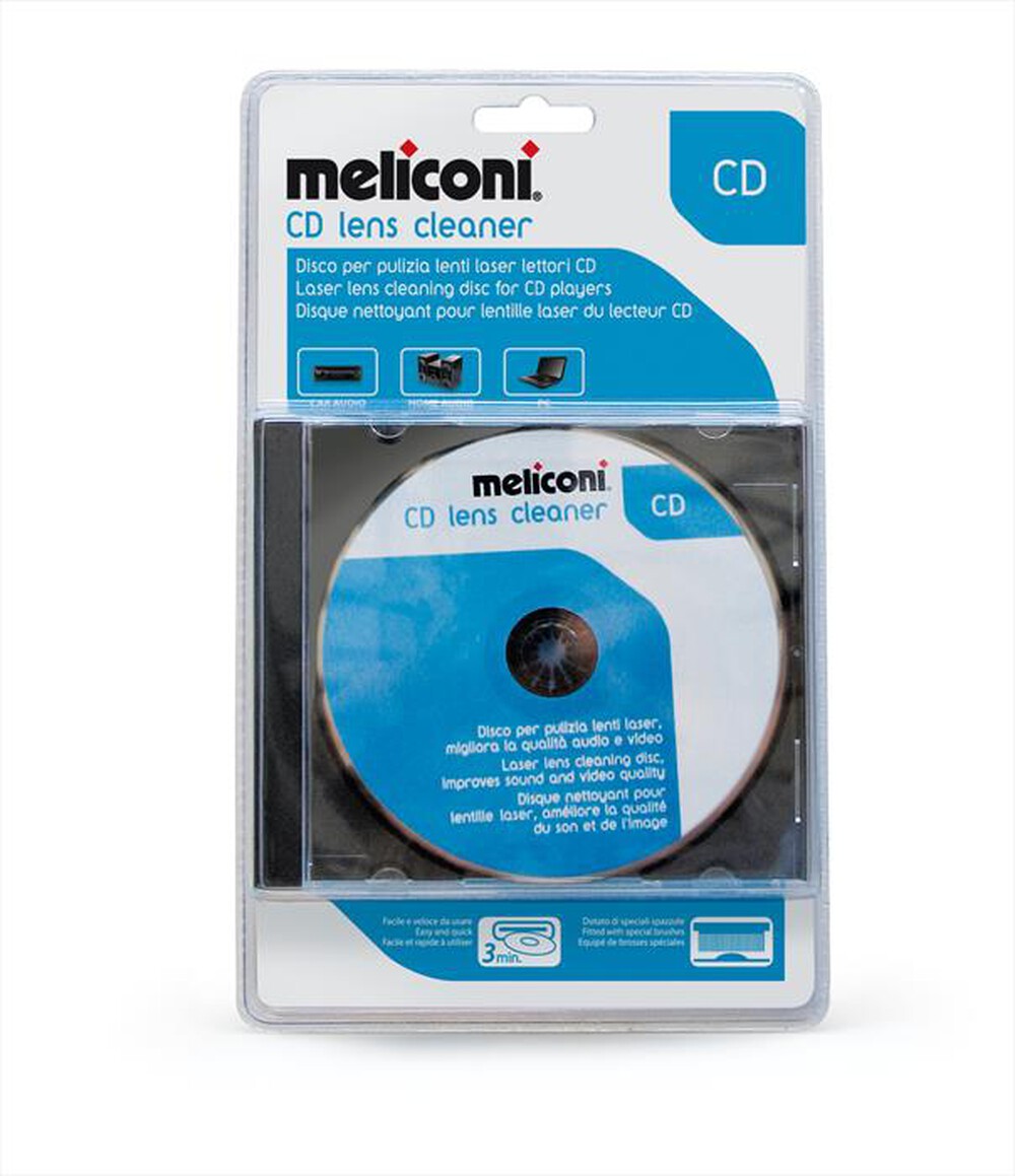 "MELICONI - CD Cleaner (Disco pulizia lenti laser lettori cd)-Bianco"