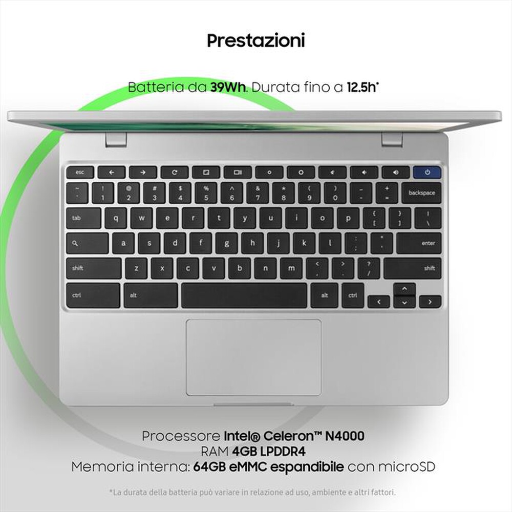 "SAMSUNG - Chromebook 4+ 15.6” - Celeron N4000, HD 64GB-Platinum Titan"