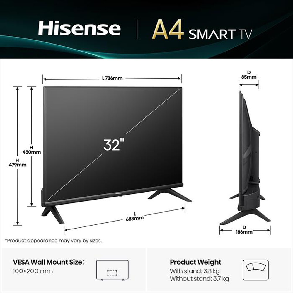 Immagine del prodotto HISENSE - Smart TV 32" HD 32A4Q