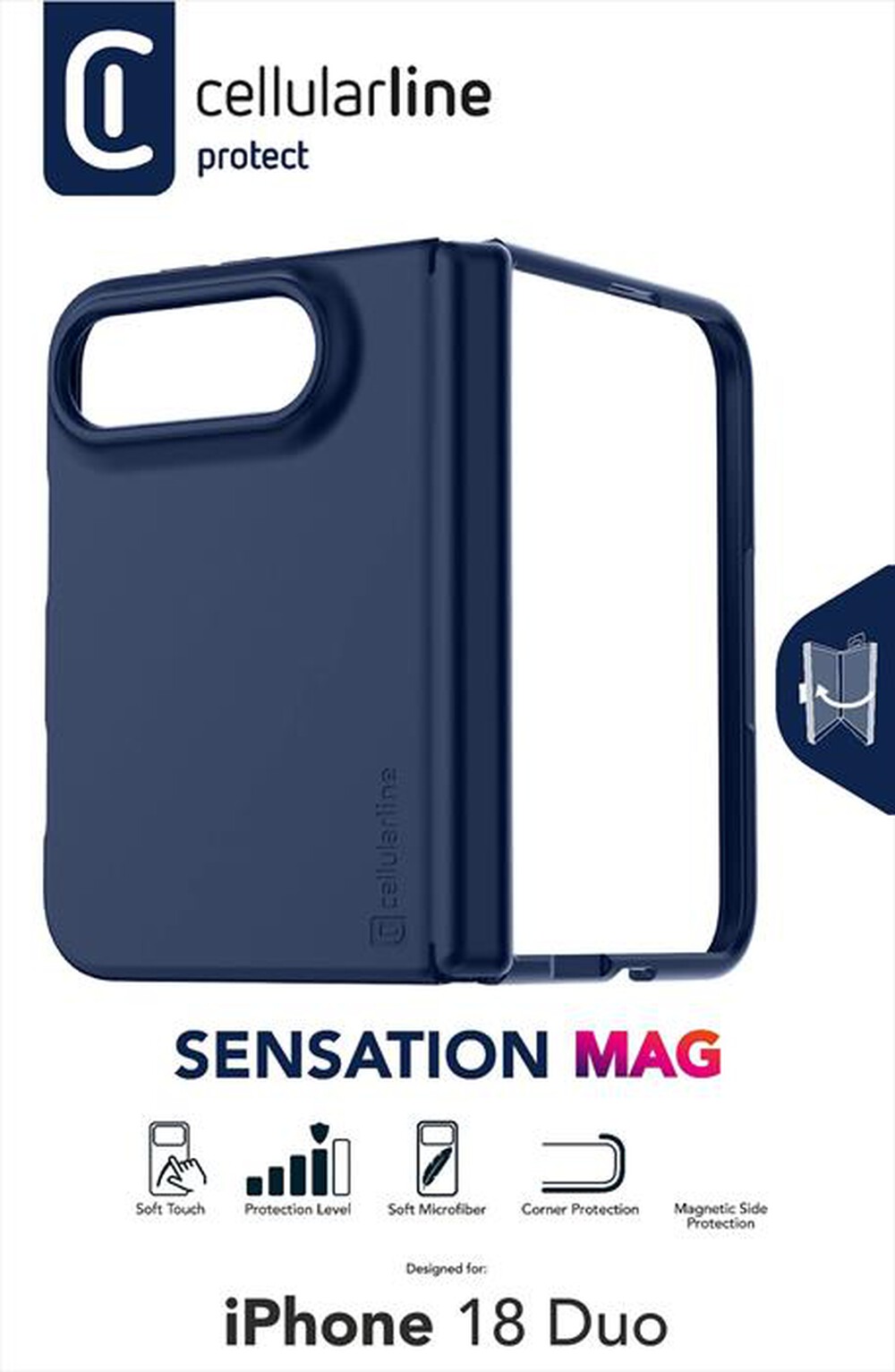 Immagine del prodotto CELLULARLINE - Cover SENSATION MAG per iPhone 18 Duo-Nero