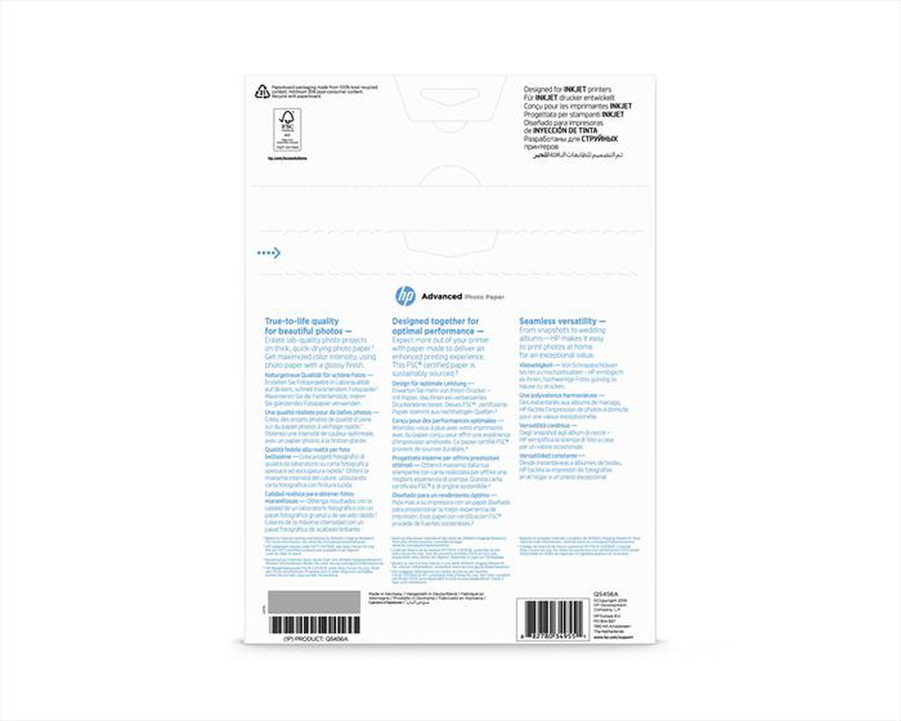 "HP - Q5456A Advanced carta fotografica-Bianca, Lucida"