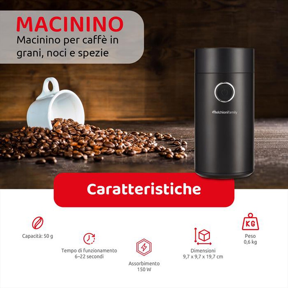 Immagine del prodotto MELCHIONI FAMILY - Macina caff&eacute; MACININO-Nero / Plastica