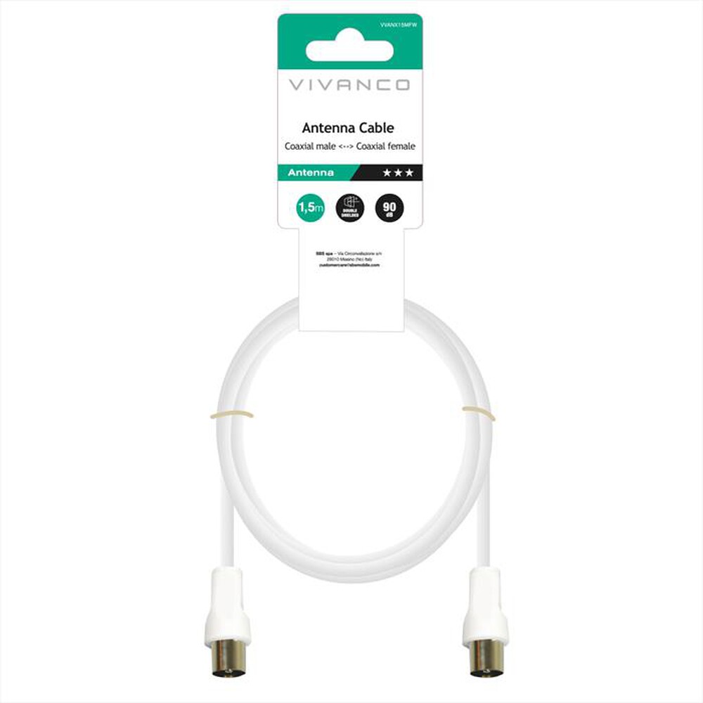 Immagine del prodotto SBS - Cavo antenna cavo 1,5m,coax-plugcoax socket-Bianco