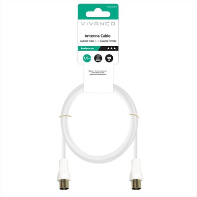 SBS - Cavo antenna cavo 1,5m,coax-plugcoax socket-Bianco
