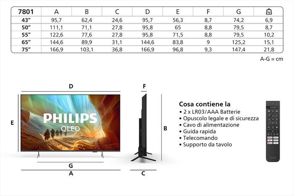 Immagine del prodotto PHILIPS - Smart TV QLED 4K 43" 43PQS7801/12-Black