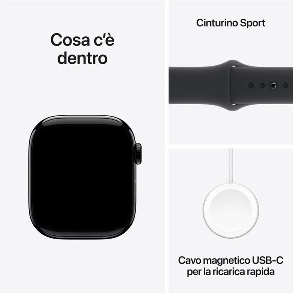 "APPLE - Watch Series 10 GPS 42mm Alluminio-Jet Black Sport Band Nero M/L"