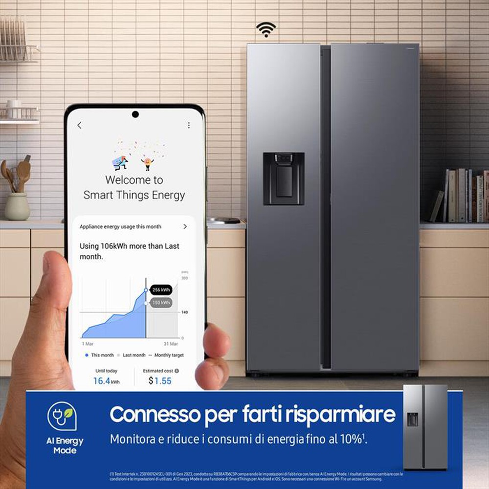 "SAMSUNG - Frigorifero side by side RS80F67KCTEF Classe C-Inox"