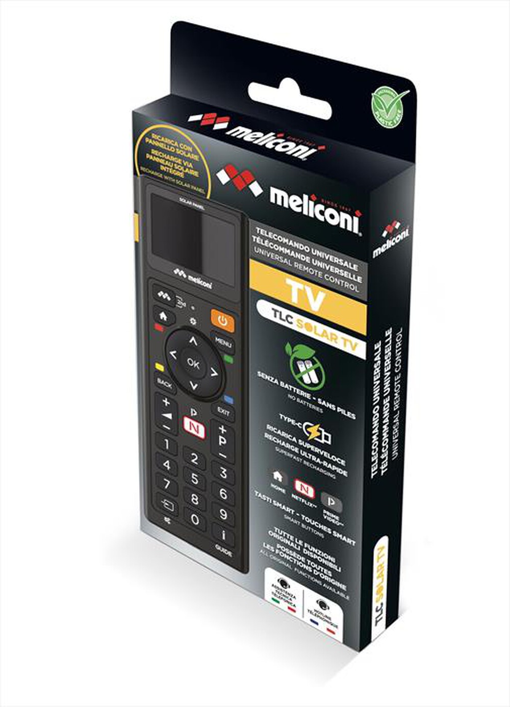 "MELICONI - Telecomando universale SOLAR TV-Nero"