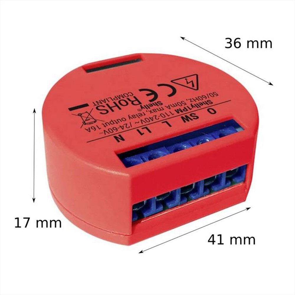 "SHELLY - Interruttore relè Wi-Fi 1 PM-Red"