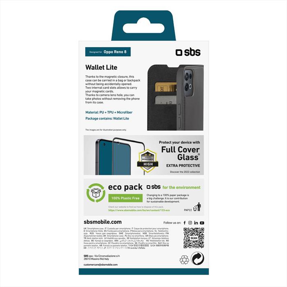 "SBS - Cover Wallet Lite TEBKLITEOPR8K per Oppo Reno 8-Nero"