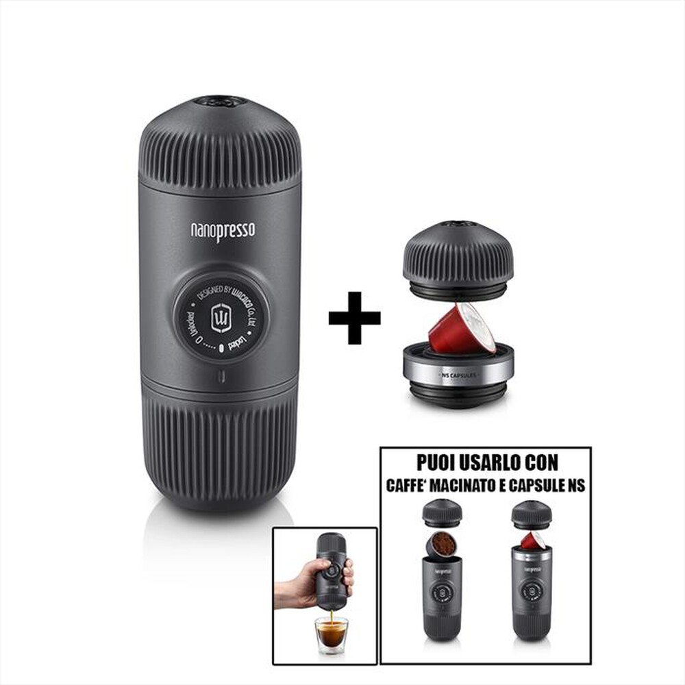 "WACACO - Macchina caffè NANOPRESSO+NS ADAPTOR+CARRYING BAG-NERO"