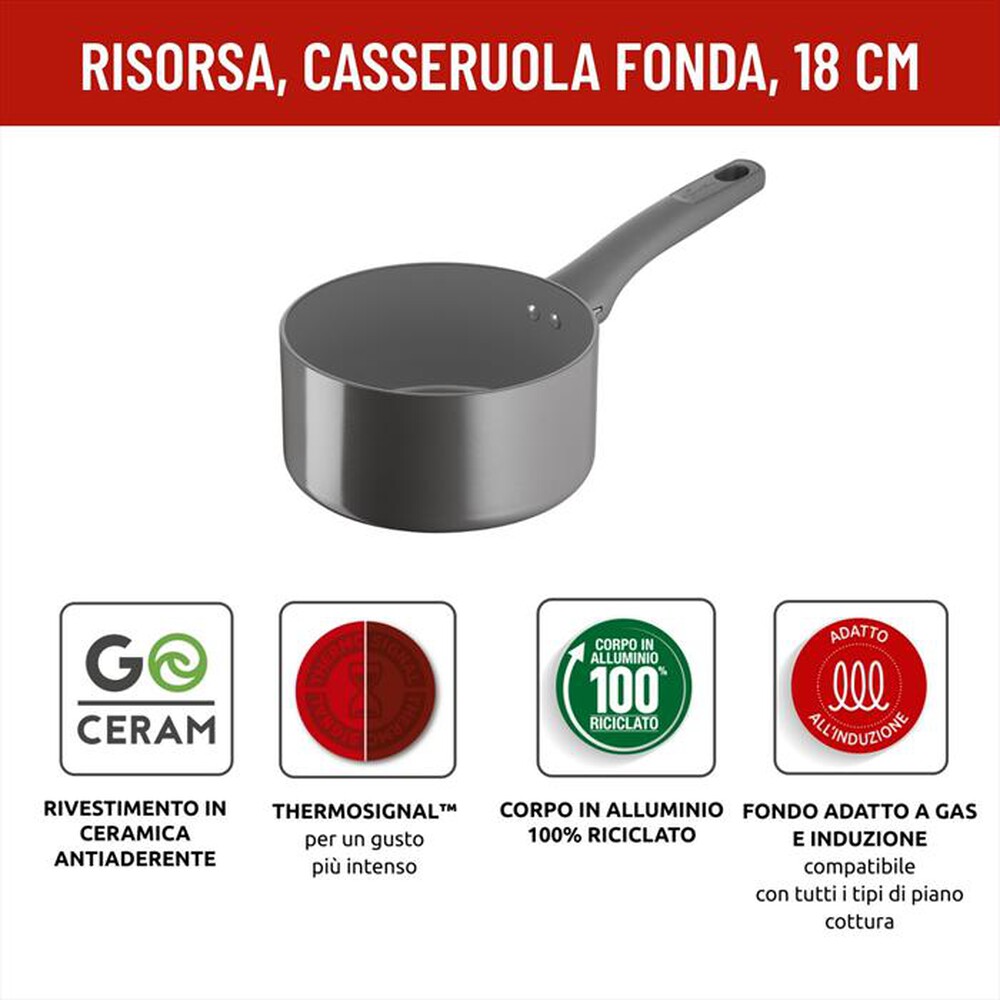 Immagine del prodotto LAGOSTINA - Risorsa Casseruola manico lungo 18 cm-Grigio
