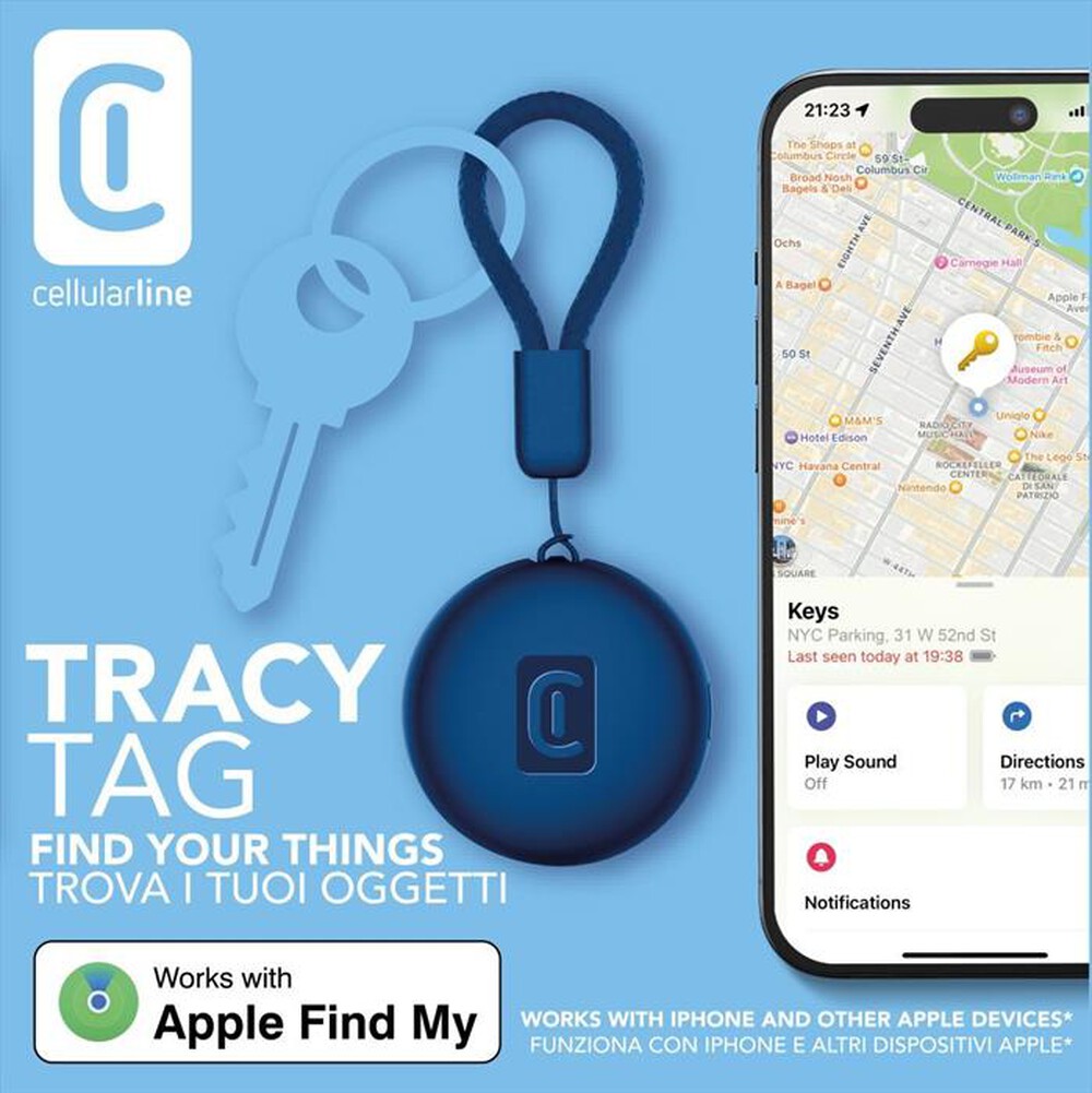 Immagine del prodotto CELLULARLINE - Trova oggetti Tracy Tag BTTRACYTAGB-Blu