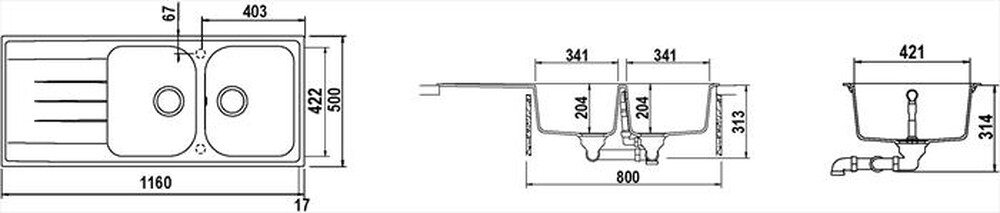 "SCHOCK - Lavello lineare LITD200A51N 2 vasche-Antracite"
