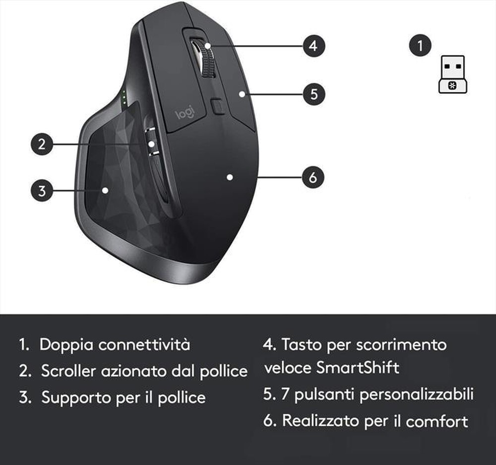 "LOGITECH - Mx Master 2S Graphite-Graphite"